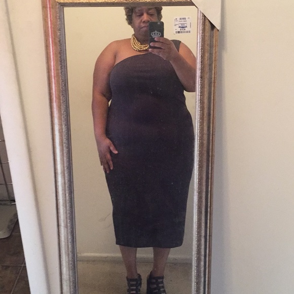 Boohoo Plus Dresses & Skirts - BooHoo Curve One Shoulder Charcoal Gray Dress